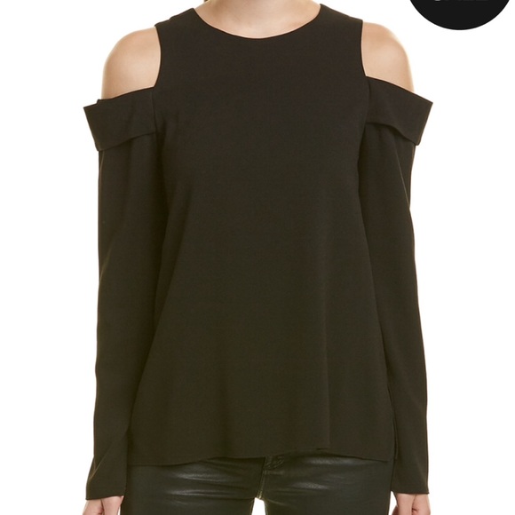 TIbi black cutout shoulder blouse - Picture 1 of 6